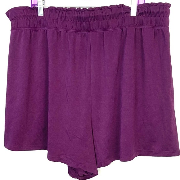 Fabletics Abby Shorts Women's Dark Eggplant High Rise Elastic Waist Pockets - Picture 5 of 12